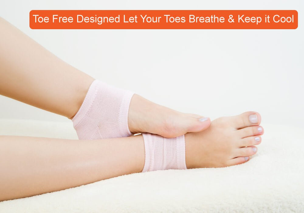 Selizo blue open-toe gel heel sock keeps feet comfortable and moisturized.