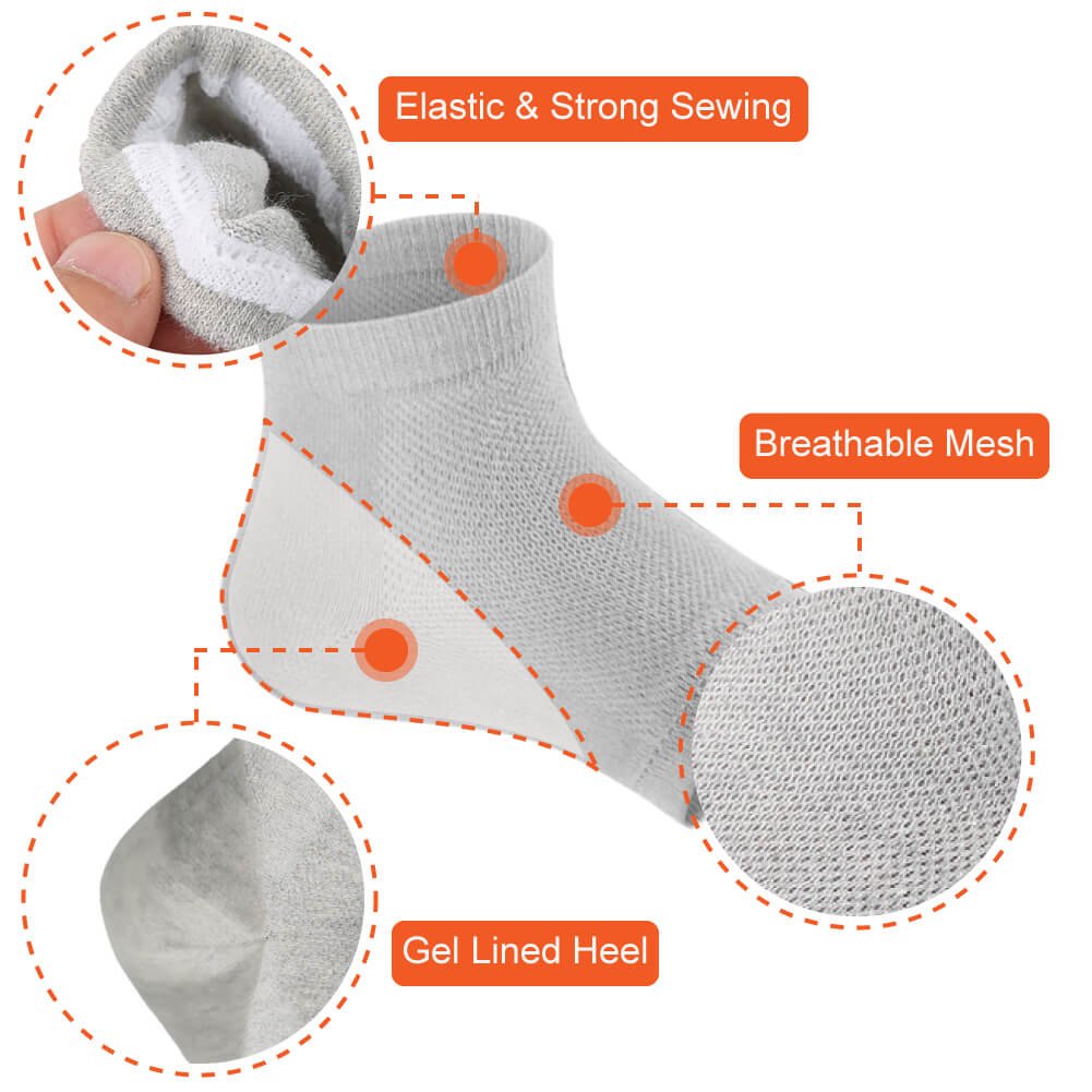 Selizo turquoise open-toe gel heel sock moisturizes cracked heels.