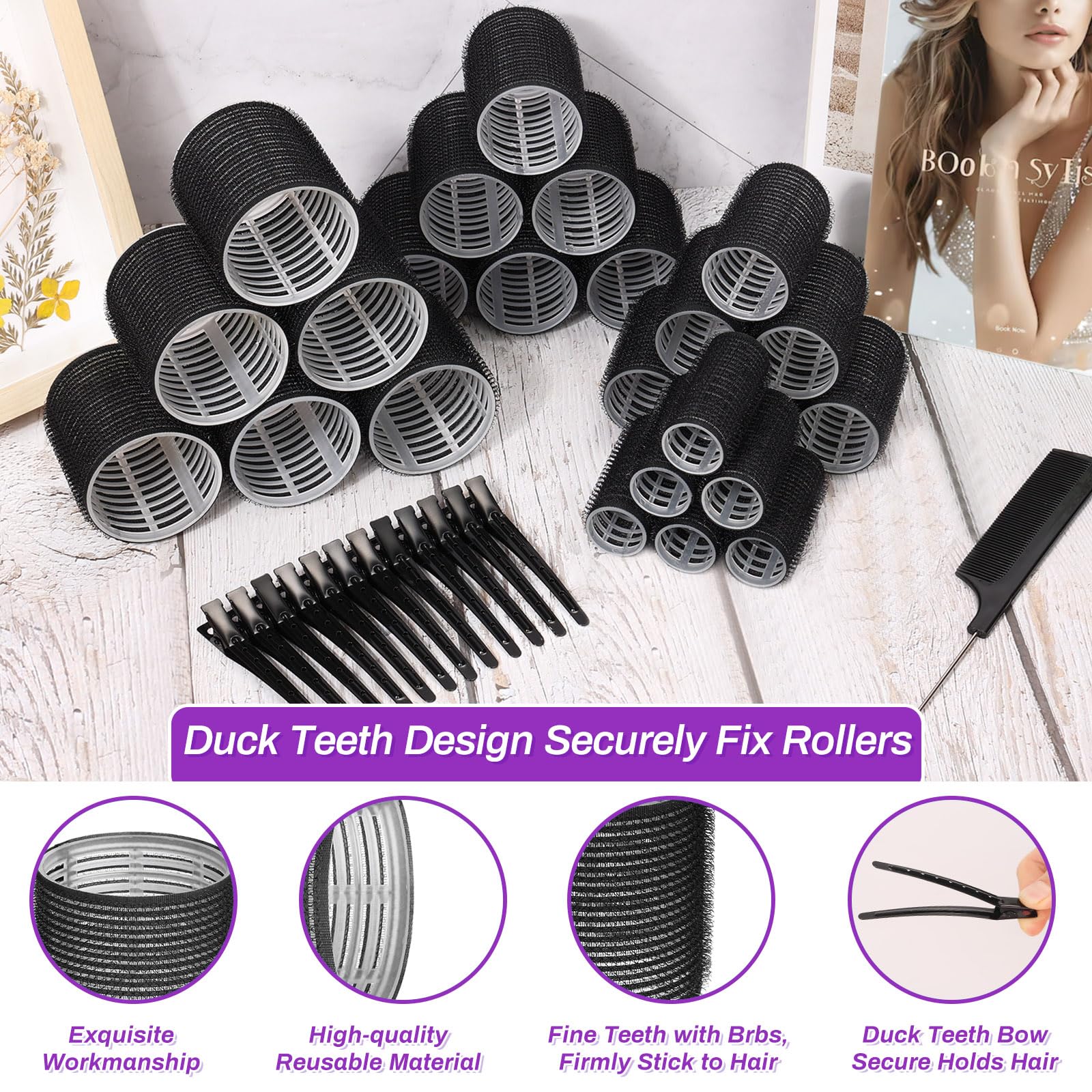 Selizo hair rollers drying setup showing blow-drying styling process