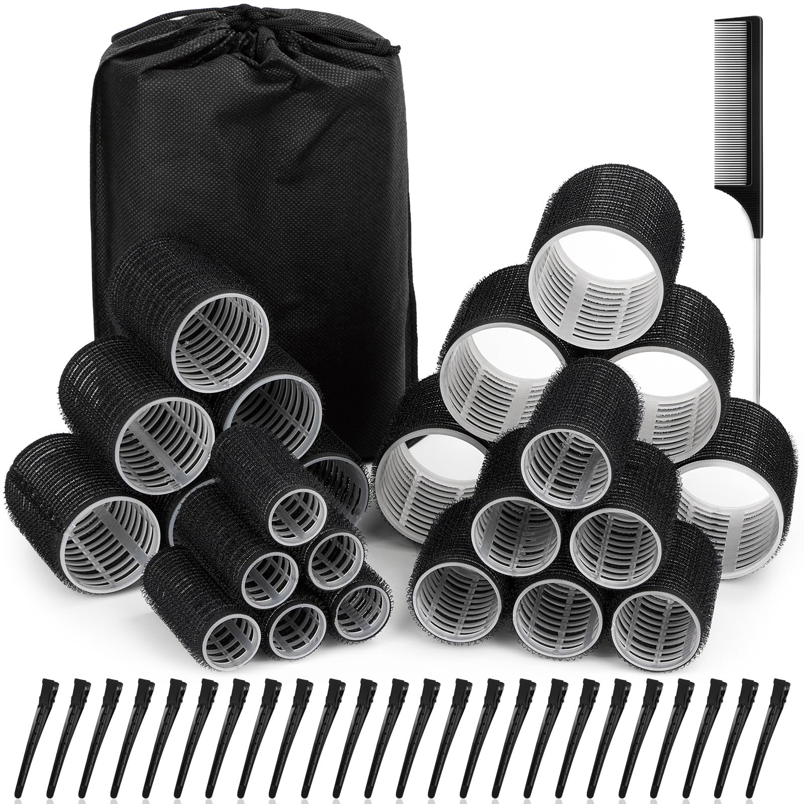 Selizo hair rollers four sizes jumbo to small for customizable curls and waves