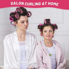 Selizo jumbo hair roller set 12 clips image highlights included securing clips.