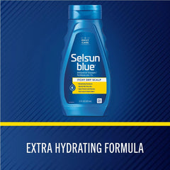 Selsun Blue bottle pour shot illustrates easy application during shower routine.