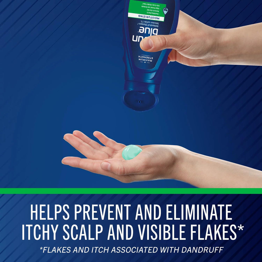 Selsun Blue in bathroom routine setup for daily dandruff care
