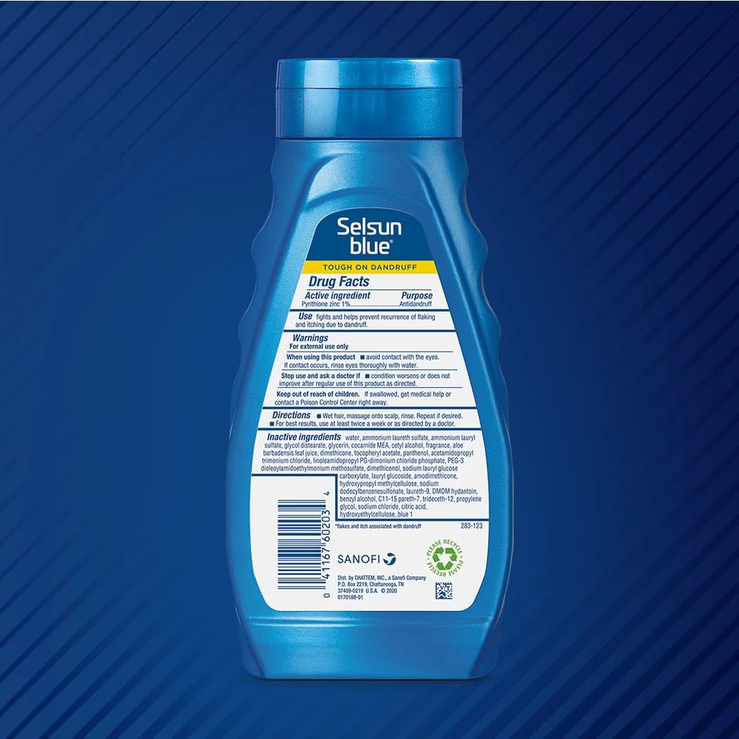 Selsun Blue packaging outer box conveys two-pack convenience.