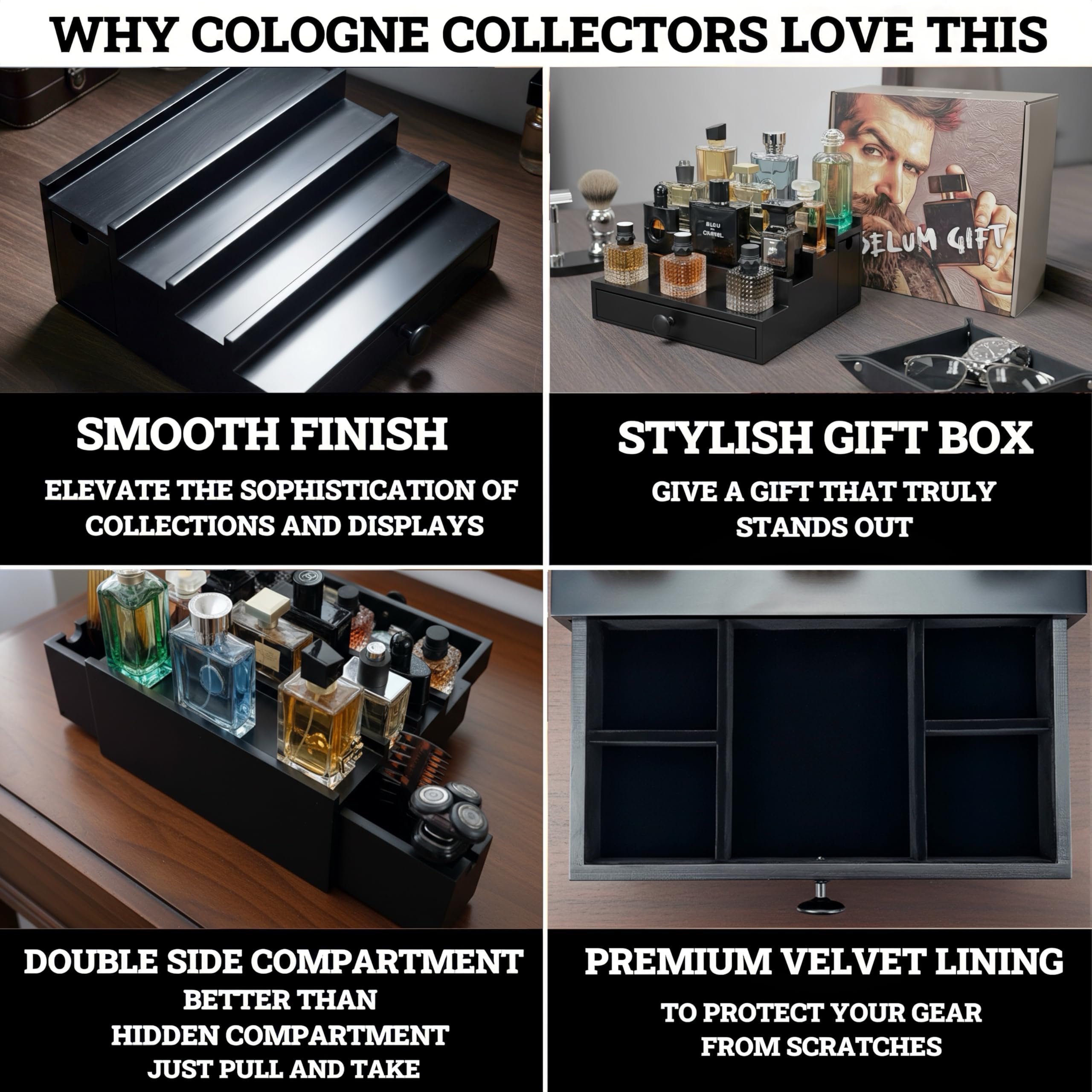 SeLuM cologne organizer gift packaging demonstrates premium unboxing presentation
