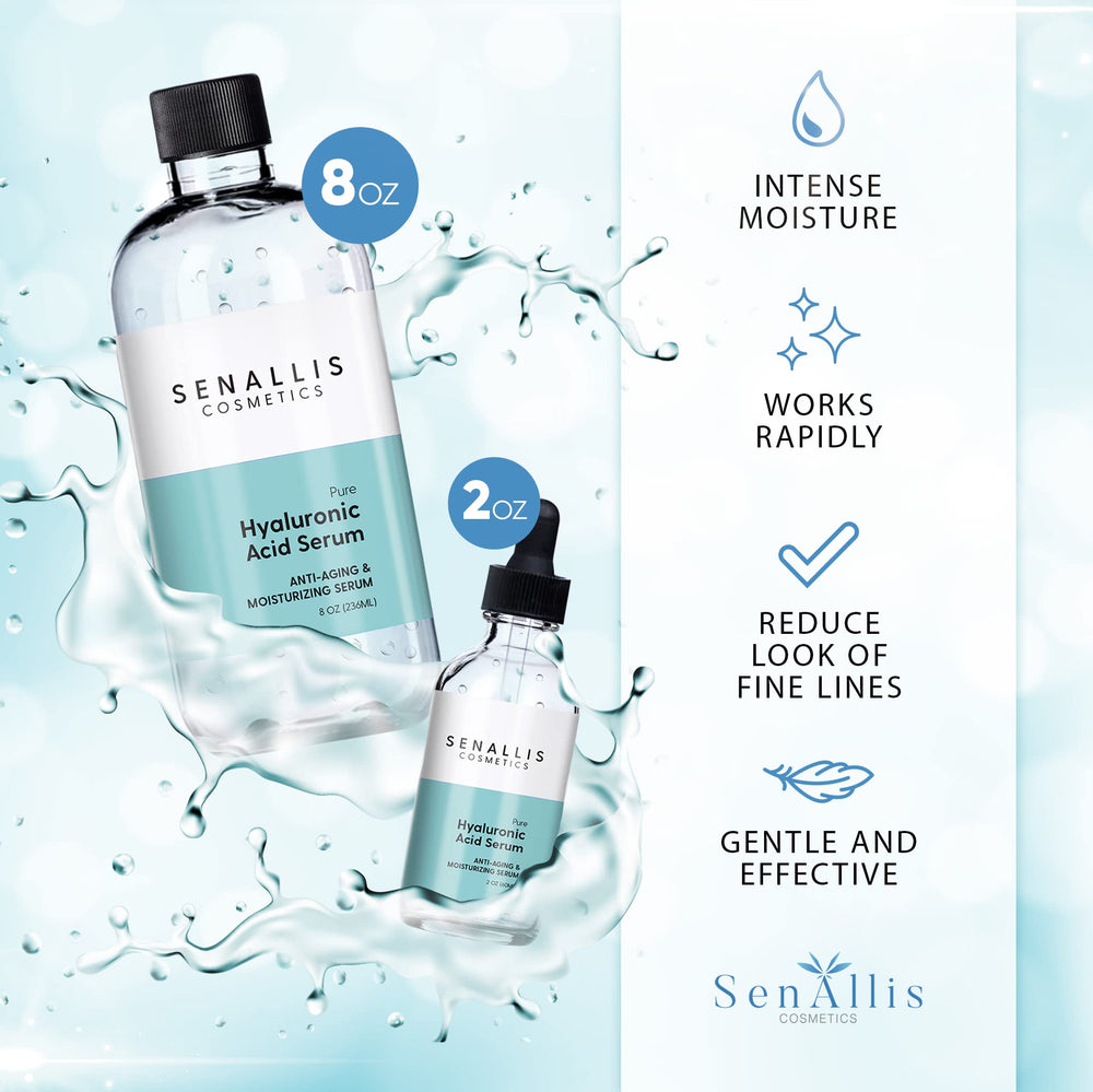 SenAllis Hyaluronic Serum packaging box emphasizing USA-made quality