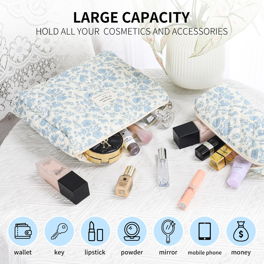 Senbowe floral makeup bag set medium size, ideal for brushes and skincare minis.