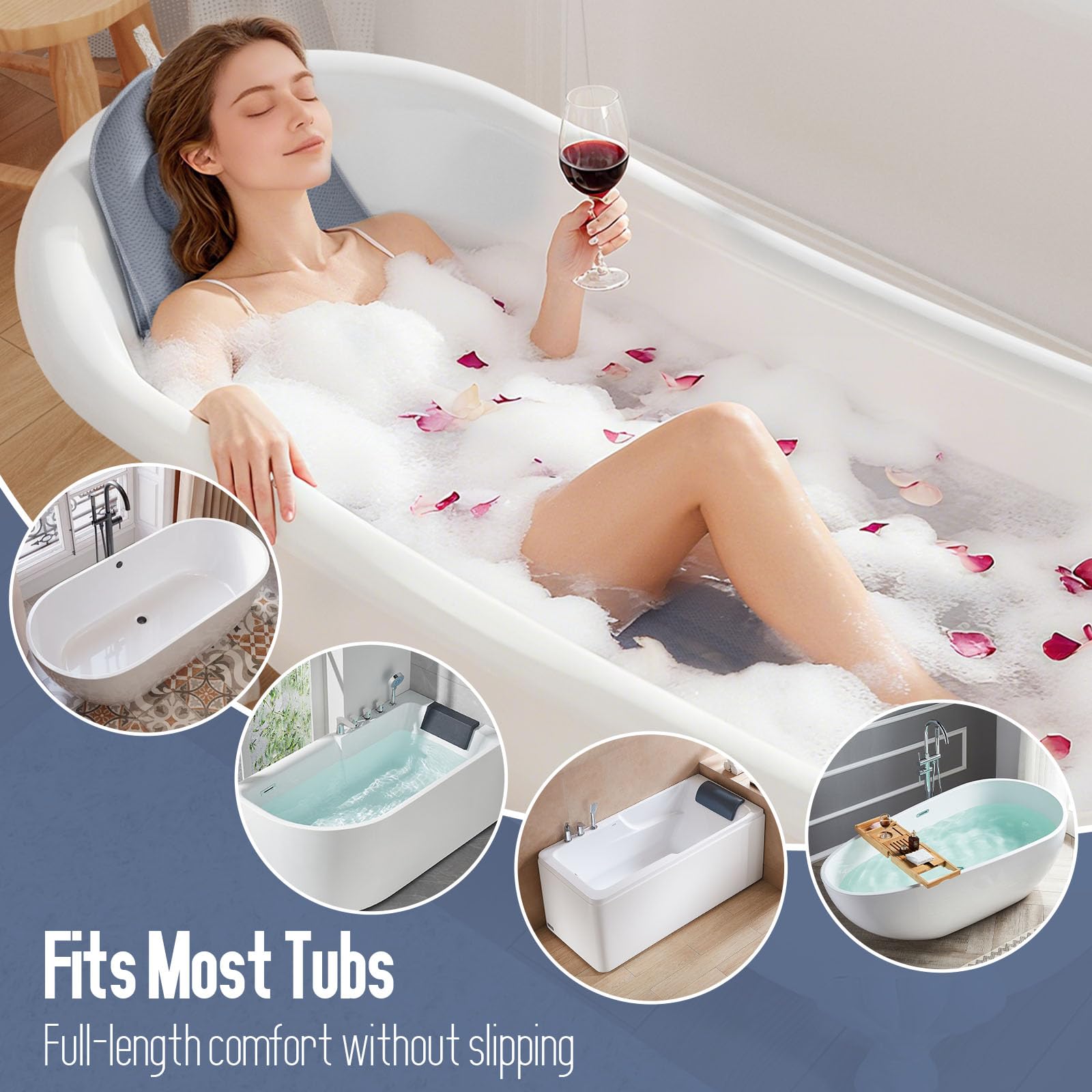 SENBOWE two-person soak-ready pillow supports shared baths securely.