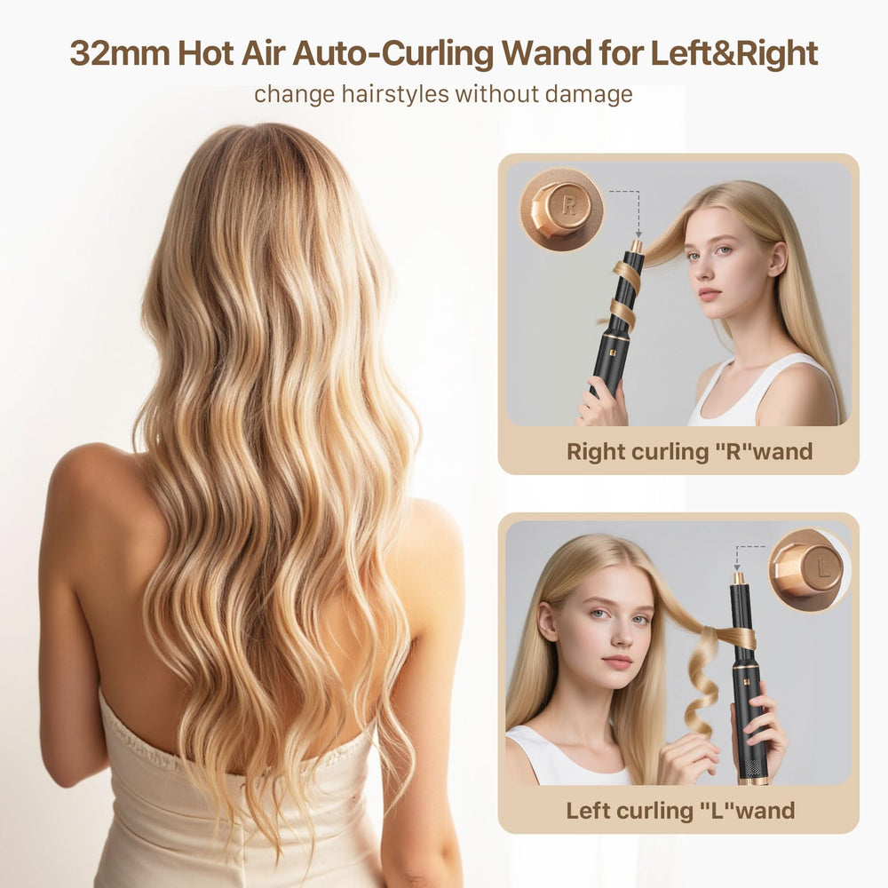 Sendowtek hot air styler 32mm curler delivers smooth, voluminous curls.