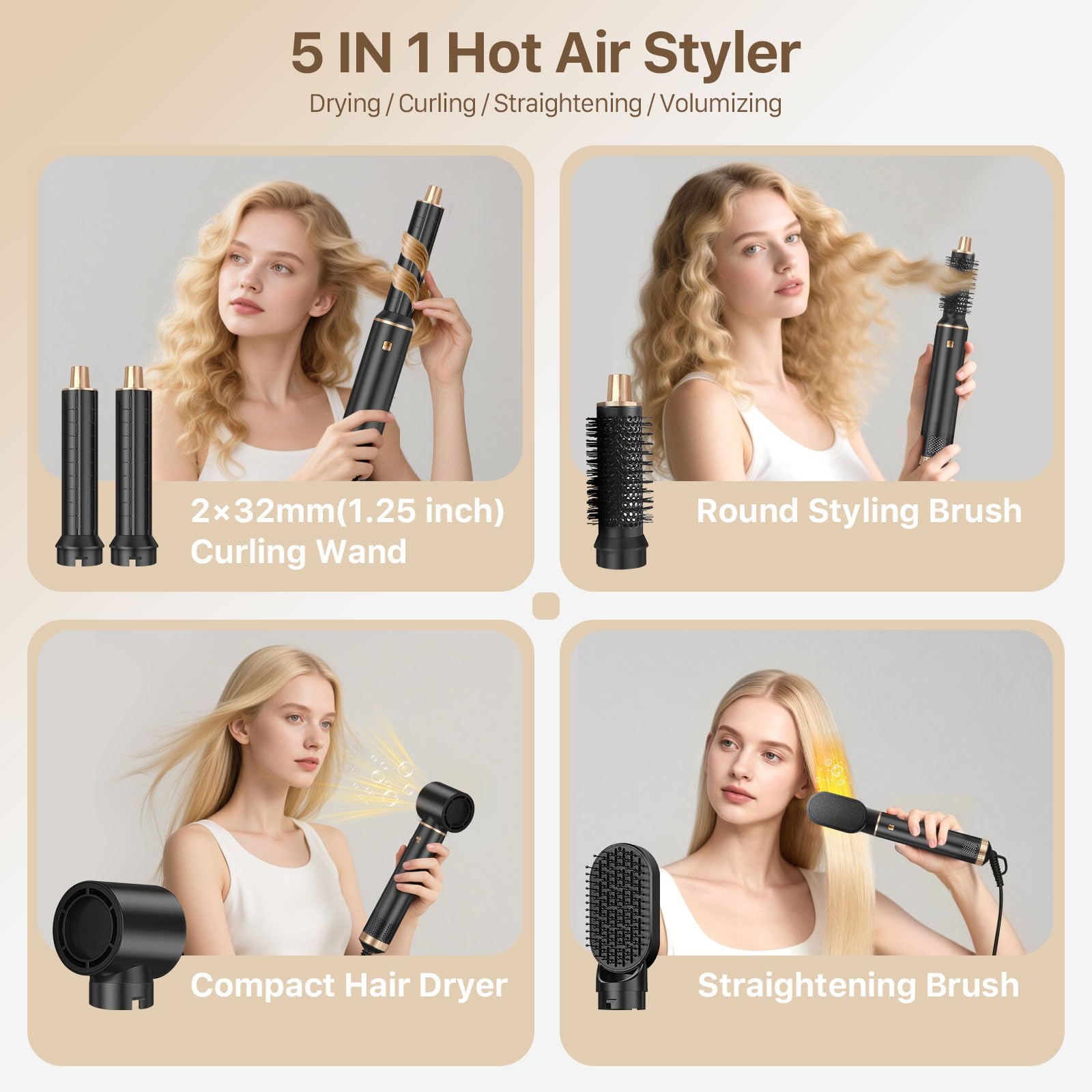 Sendowtek hot air styler auto-wrap curler left-right design creates symmetrical curls.
