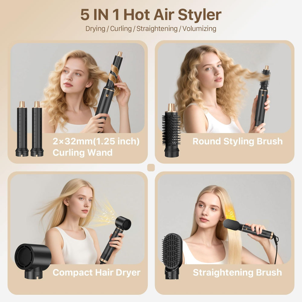 Sendowtek hot air styler auto-wrap curler left-right design creates symmetrical curls.