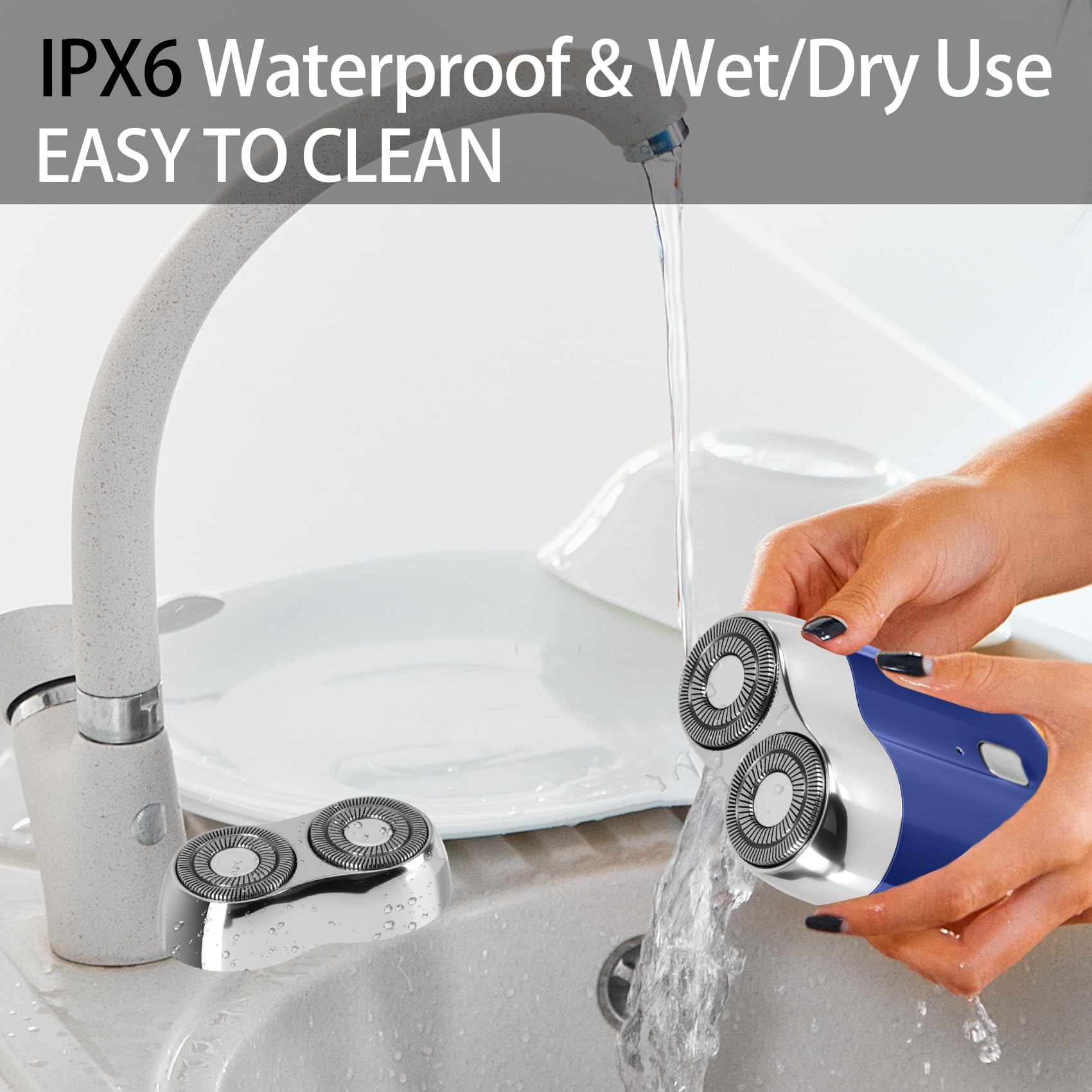 Senduzll magnetic quick-release head shown for easy blade changes and cleaning.