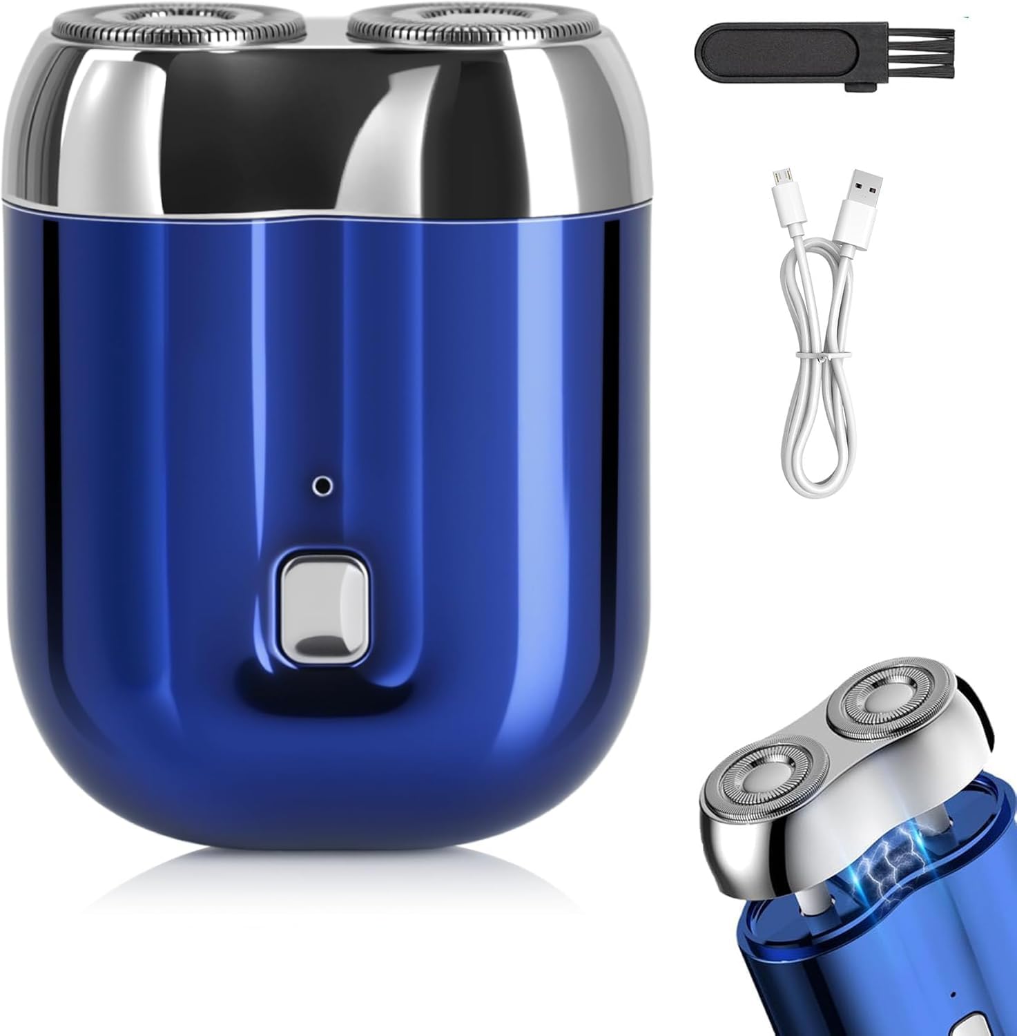 Senduzll mini double-head shaver close-up with precision blades for a clean finish.
