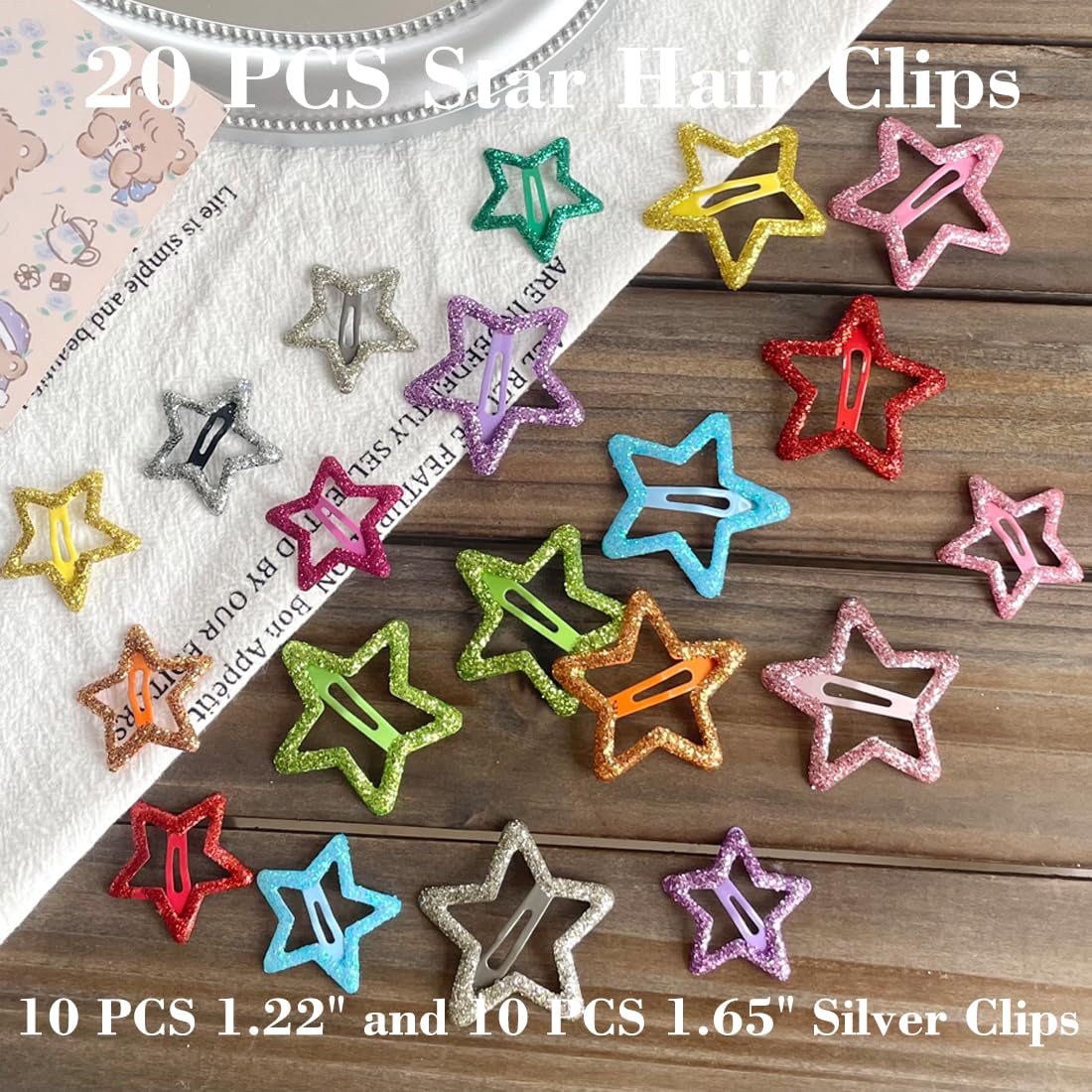 Seneeel 20-pack star clips displayed for exercise and active wear