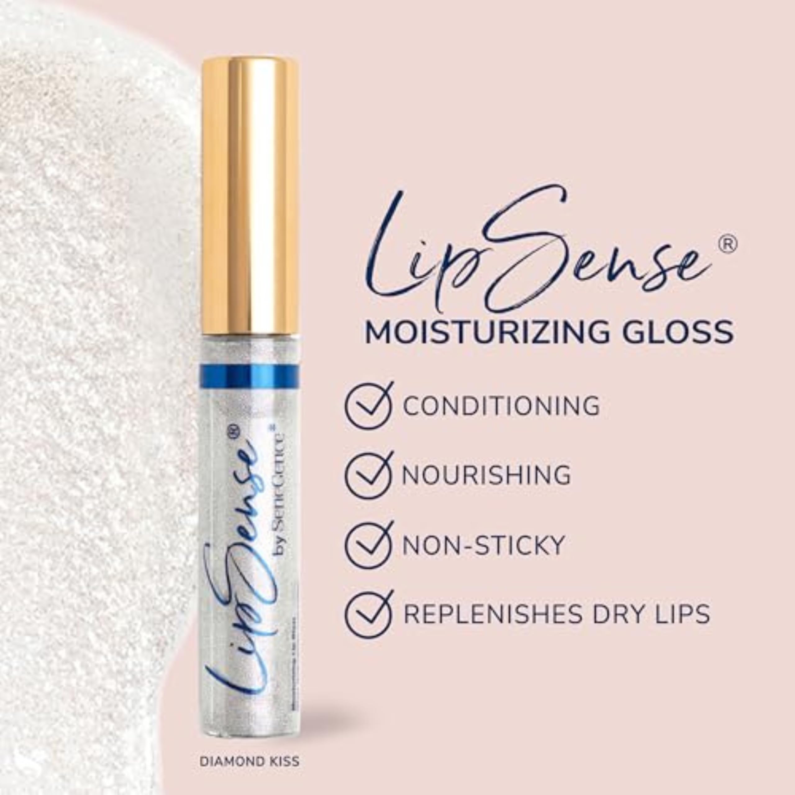 Senegence LipSense Moisturizing Gloss packaging communicates vegan, cruelty-free, paraben-free, gluten-free integrity.