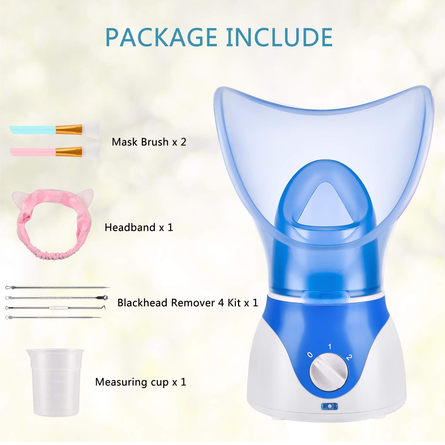 Seneryla blue face steamer with a compact 50ml tank.