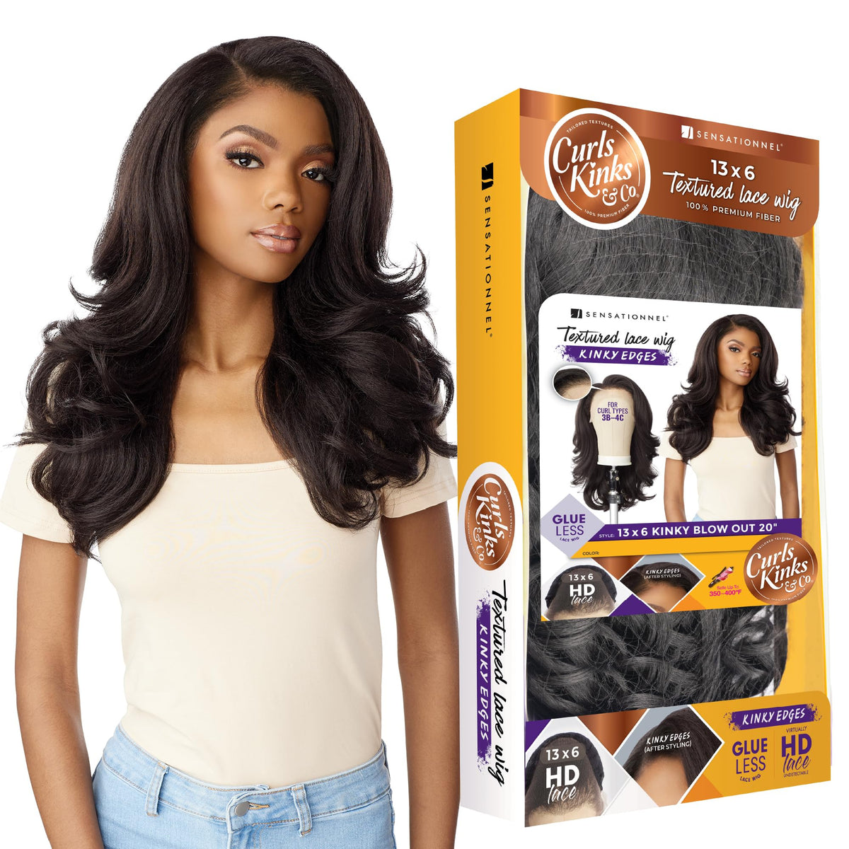 Sensationnel Curls KinksandCo Kinkyedges Wig 20inch lace-front model for natural movement