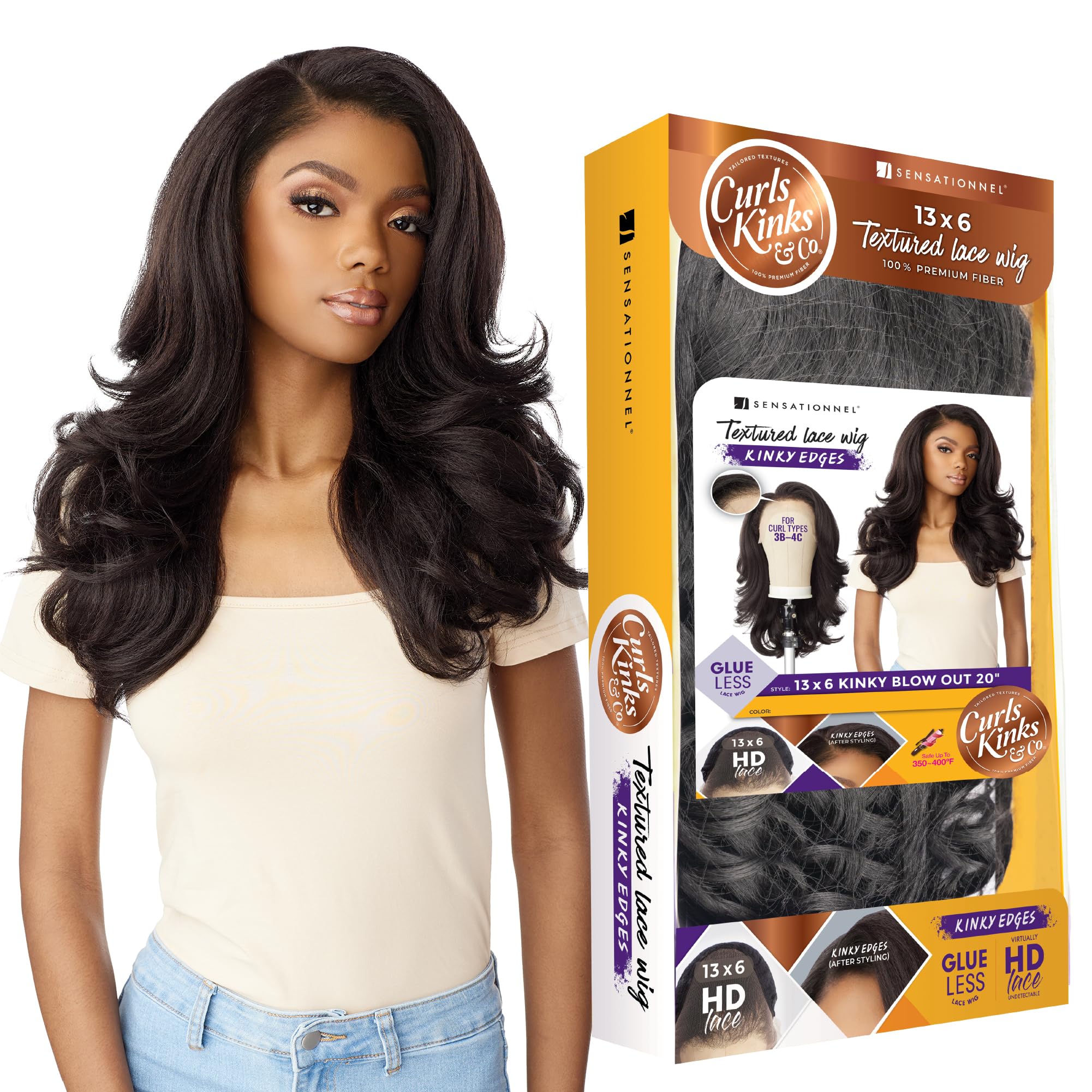 Sensationnel Curls Kinksandco wig 20-inch lace-front for seamless parting and natural look
