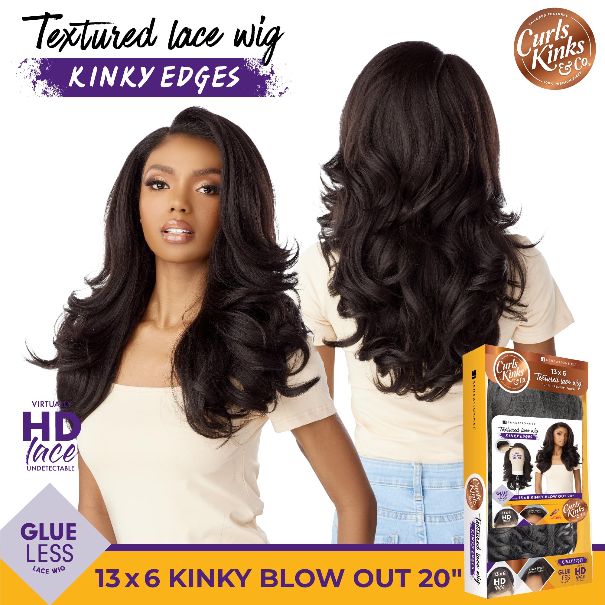 Sensationnel Curls KinksandCo Kinkyedges Wig body-wave style shows versatile curls