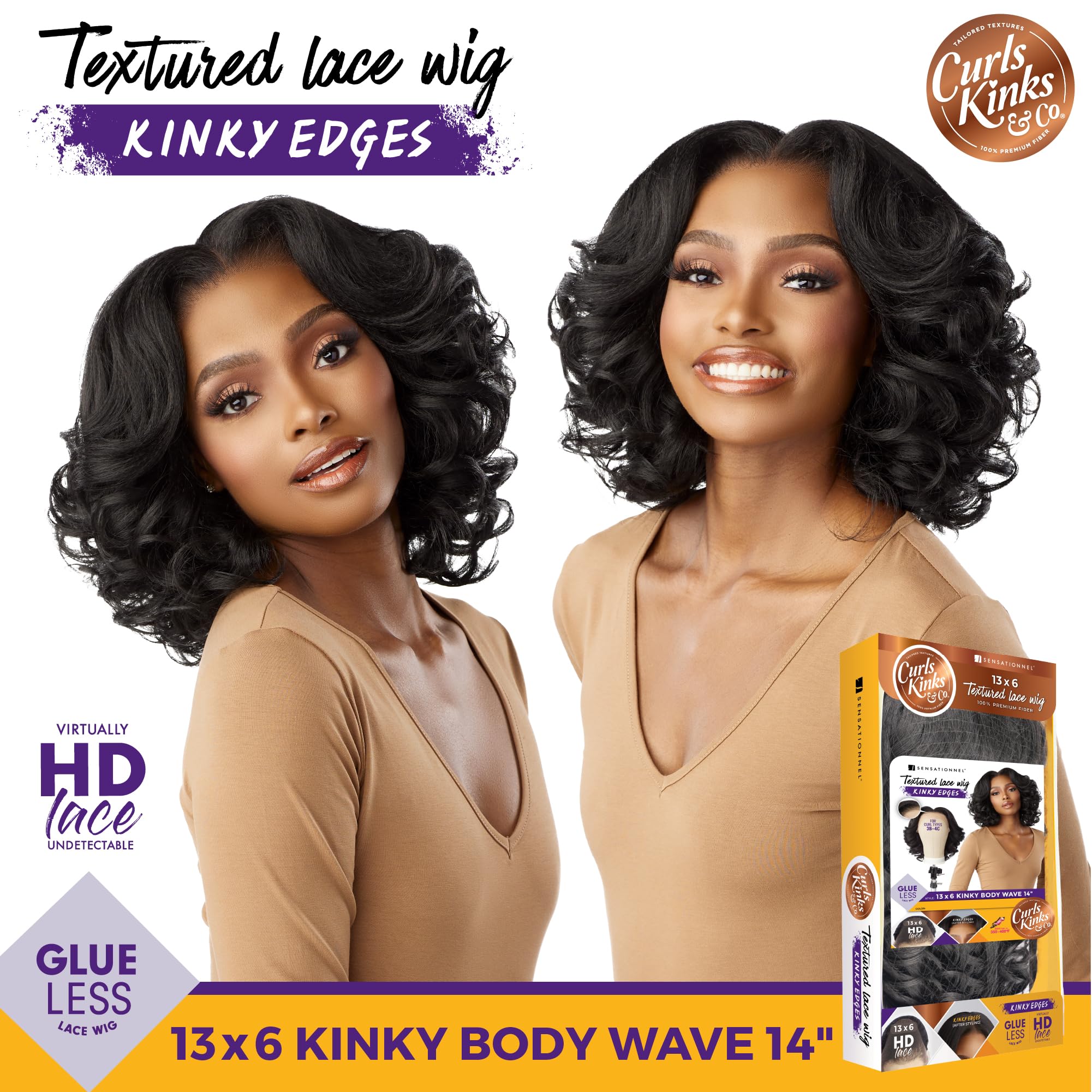 Sensationnel Curls KinksandCo 14 inch length back view for everyday wear