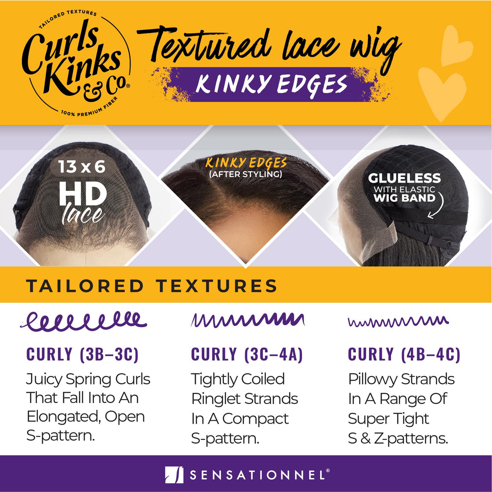 Sensationnel Curls KinksandCo Kinkyedges Wig straight style for sleek options