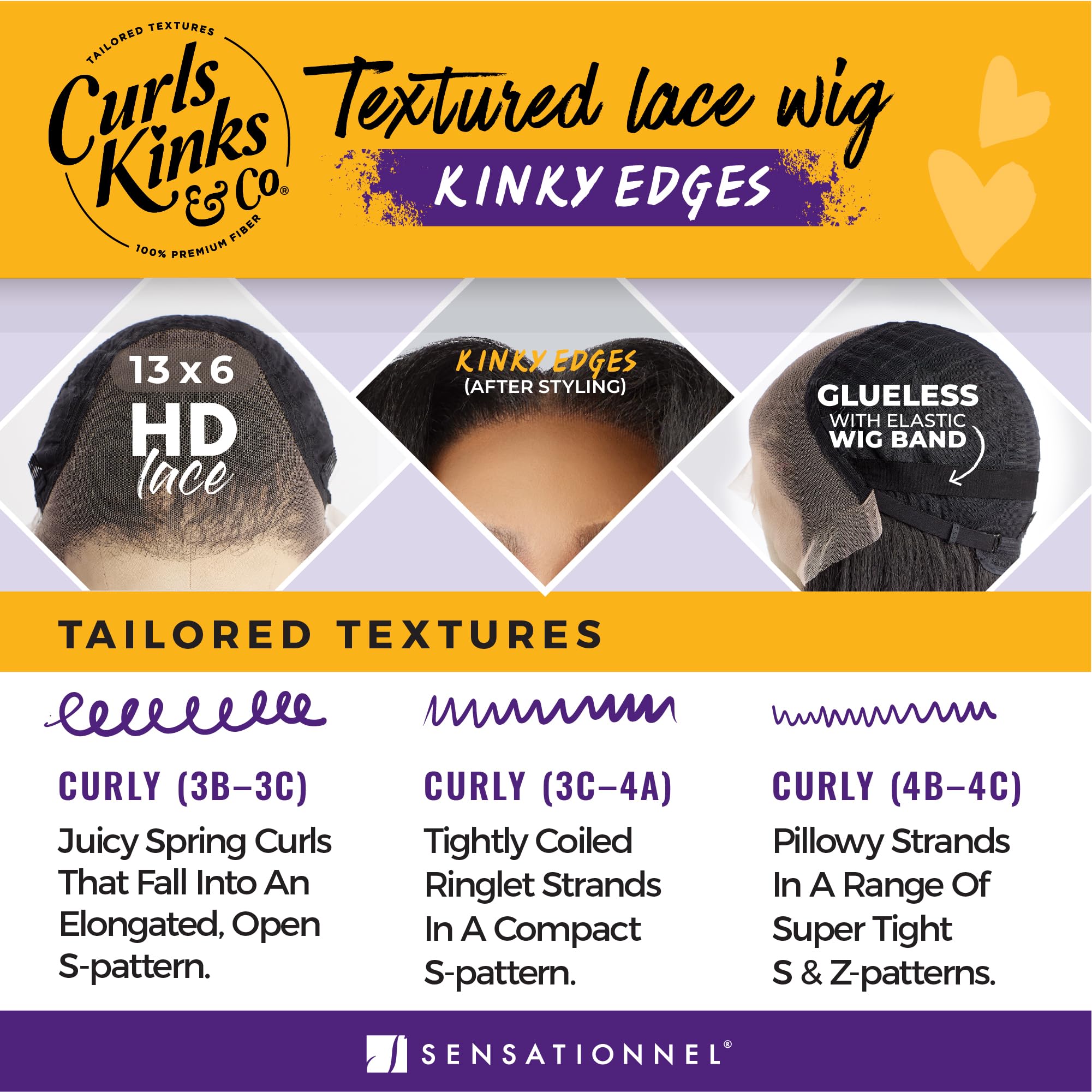 Sensationnel Curls Kinksandco wig elastic band enables snug easy wear.