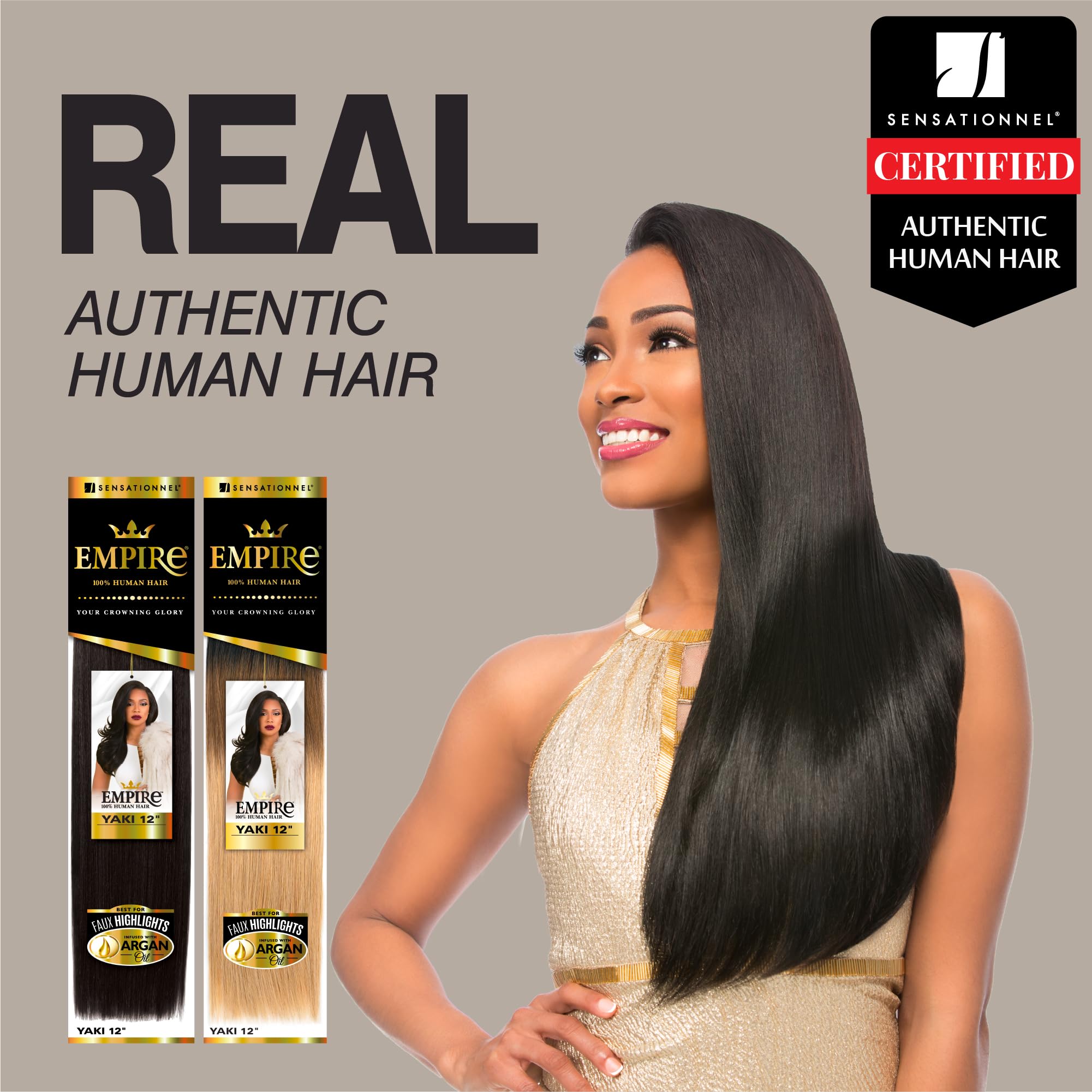Sensationnel Empire Yaki hair 1b offblack shade shown in 10in length