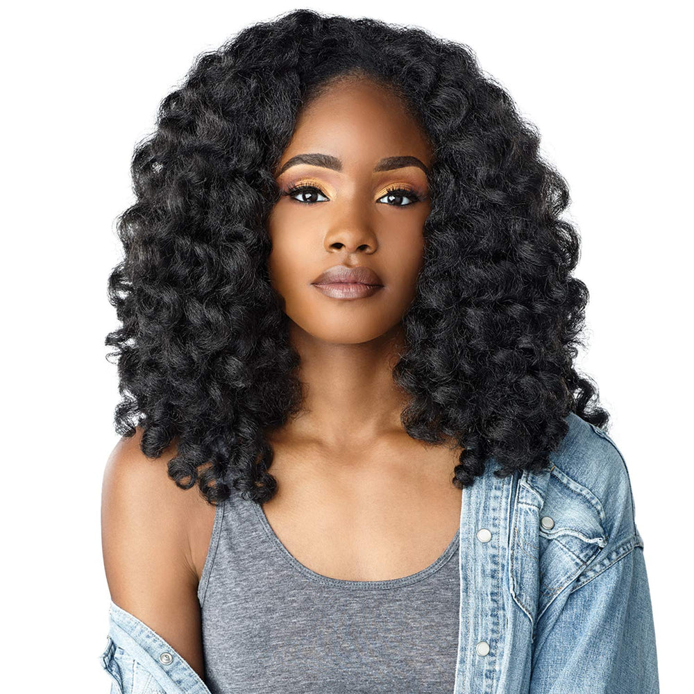 Sensationnel Money Maker 1B half wig color 1B off-black, seamless shade blend for natural appearance