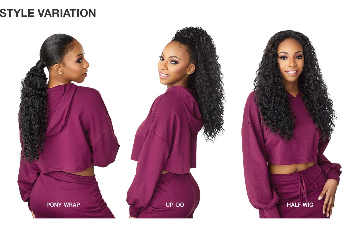 Sensationnel Instant Updown Halfwig Pony wear-combo demonstrates half wig and pony options in one pack.