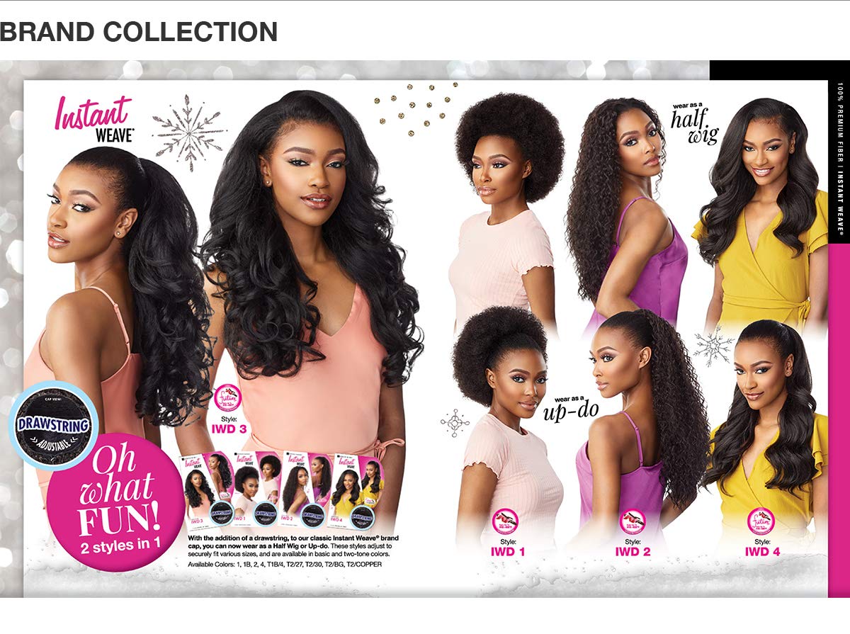 Sensationnel Instant Weave Half Wig shows adjustable cap for secure, comfortable wear.