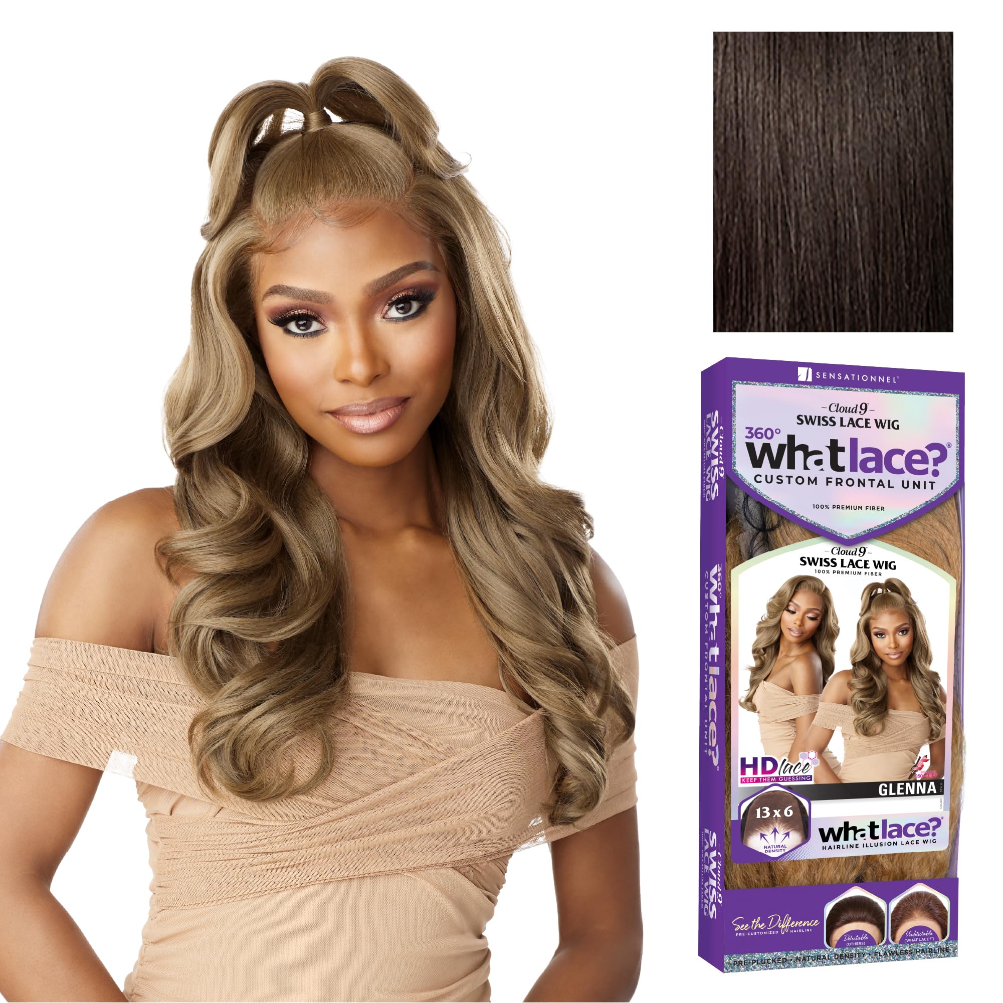 Sensationnel What Lace 13x6 Glenna front view showing natural density and preplucked hairline for a seamless day-to-day look