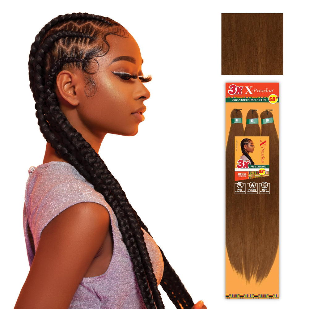 Sensationnel X-pression pre stretched braid pack front view for easy install and natural look.