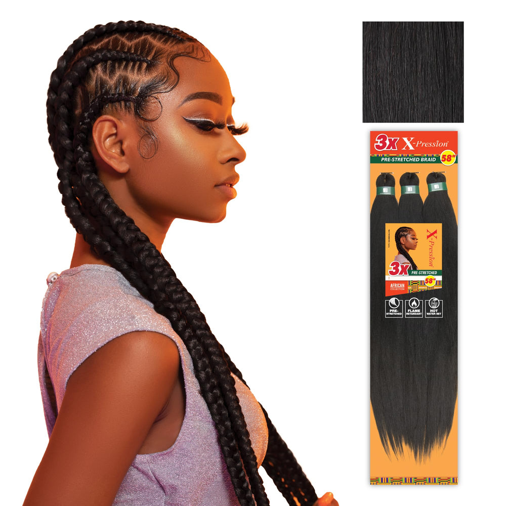 Sensationnel X-PRESSION packaging showcases flame retardant braiding hair for easy application