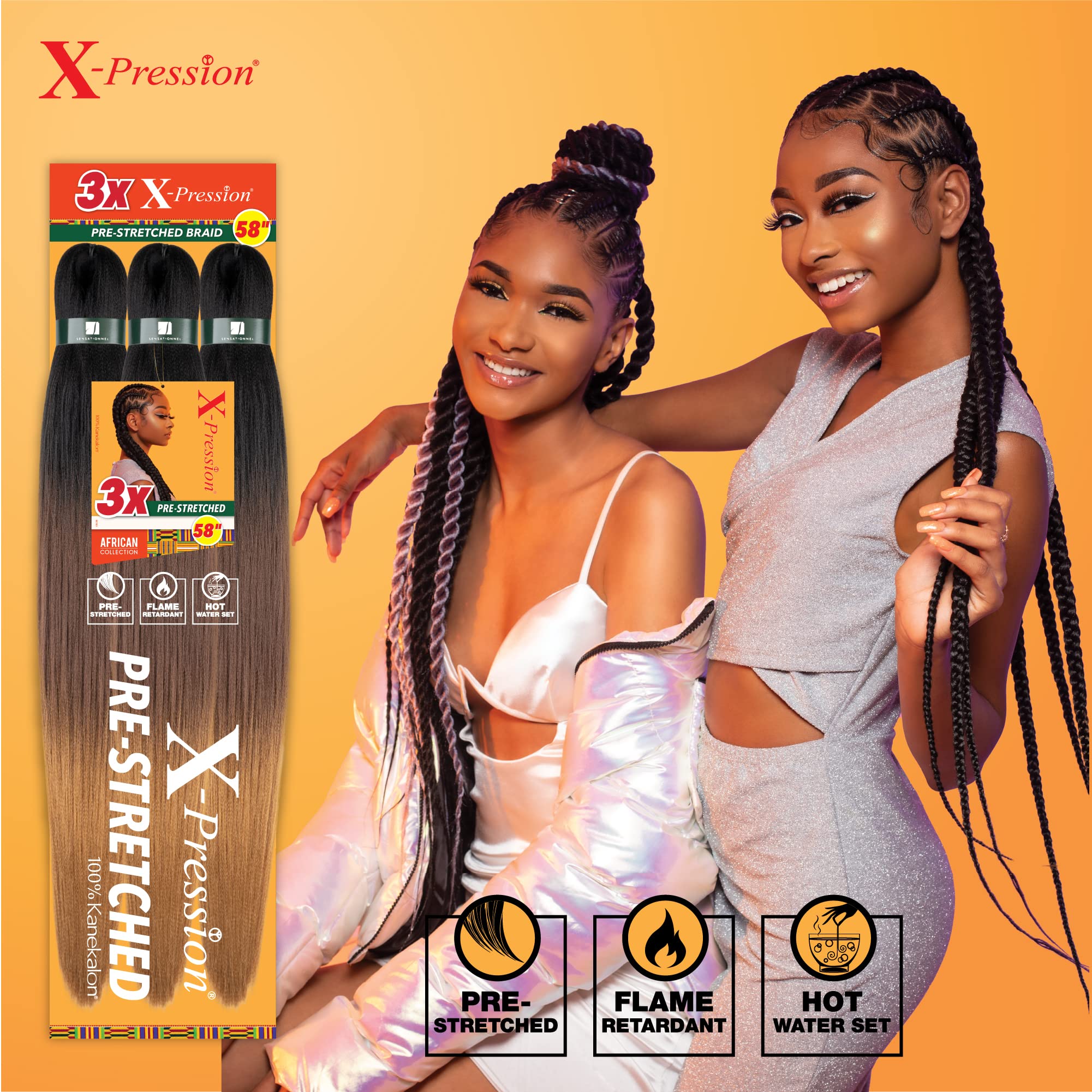 Sensationnel X-PRESSION yaki texture closeup highlights soft-to-the-touch braiding feel.