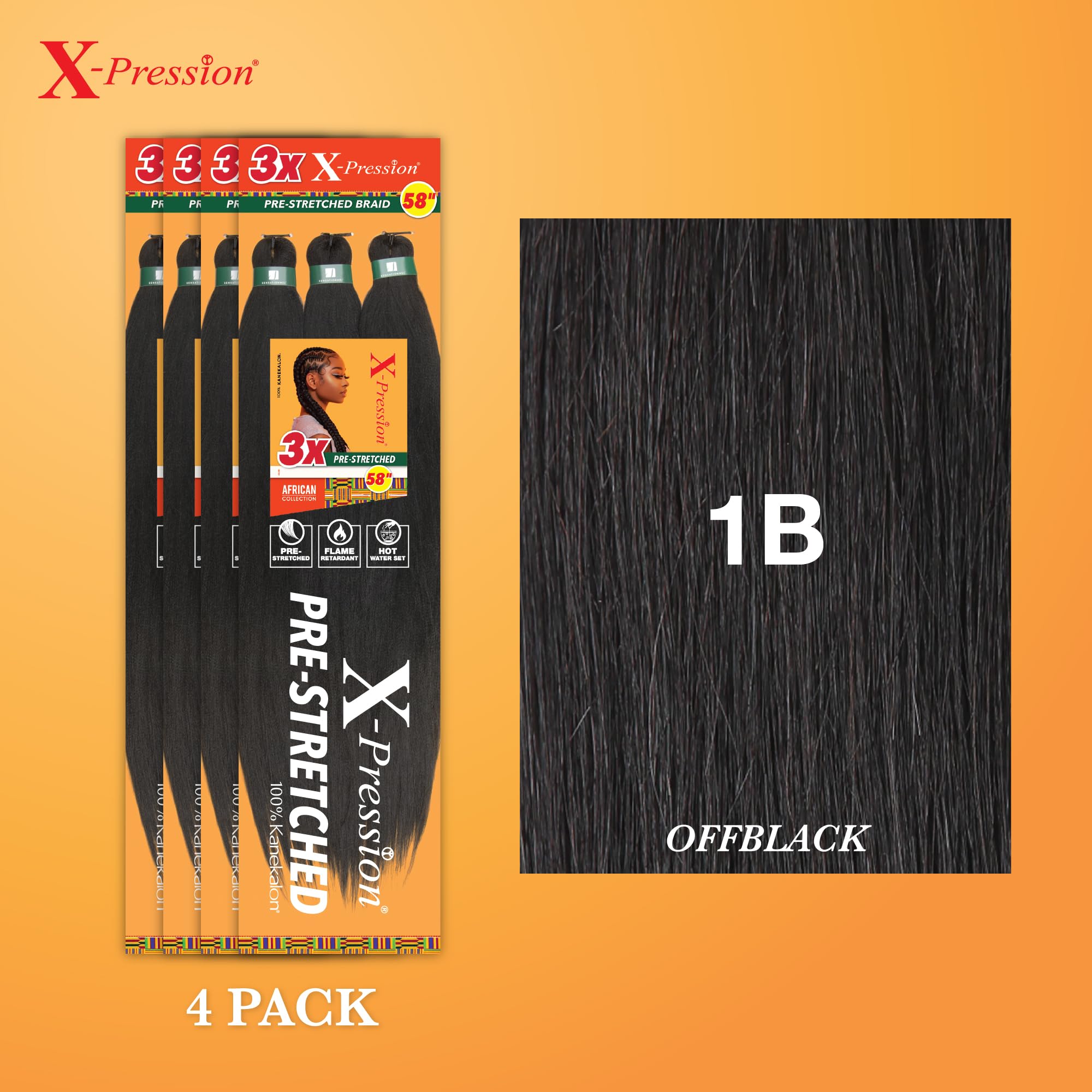 Sensationnel X-pression prestretched braiding hair box braid setup showcases smooth, durable extensions