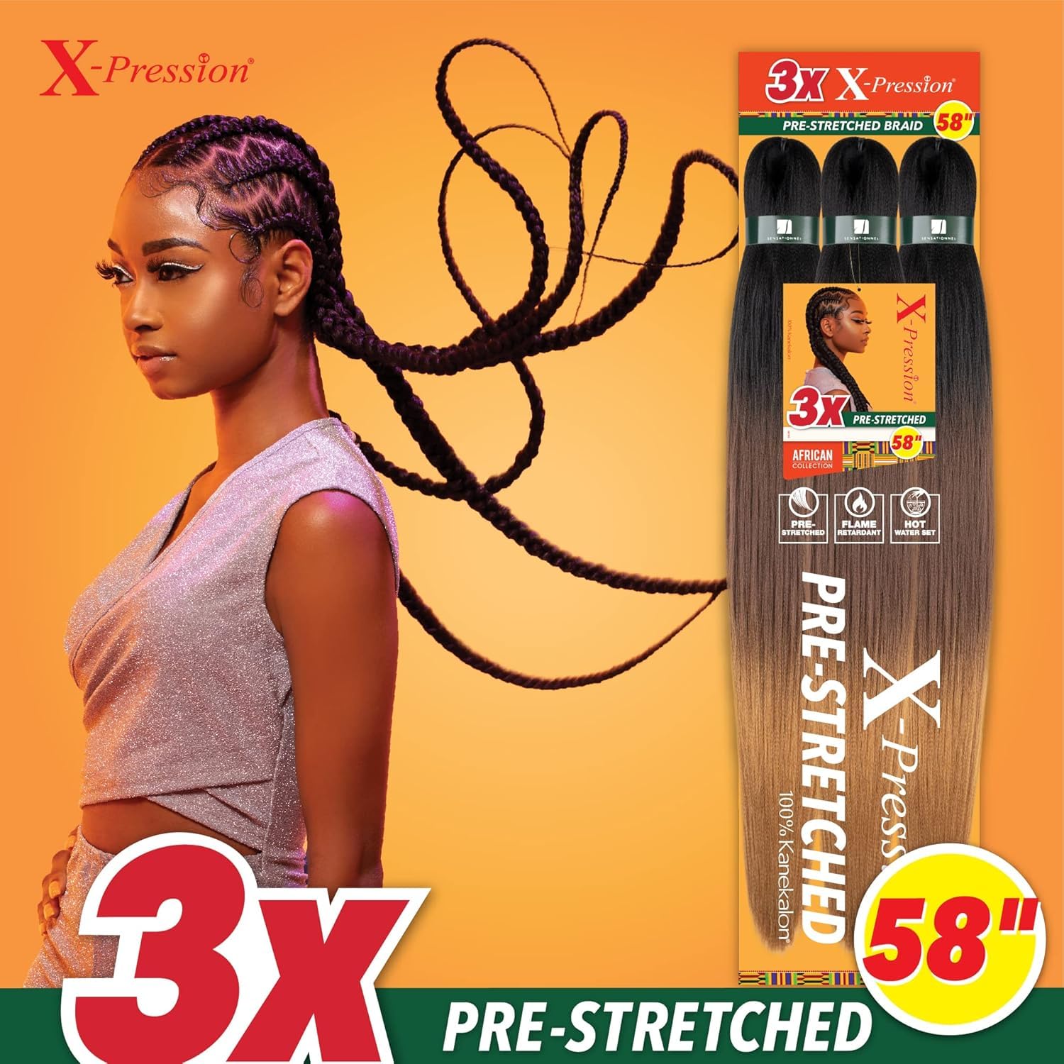 Sensationnel XPRESSION 3X Kanekalon fiber closeup—durable, natural look.