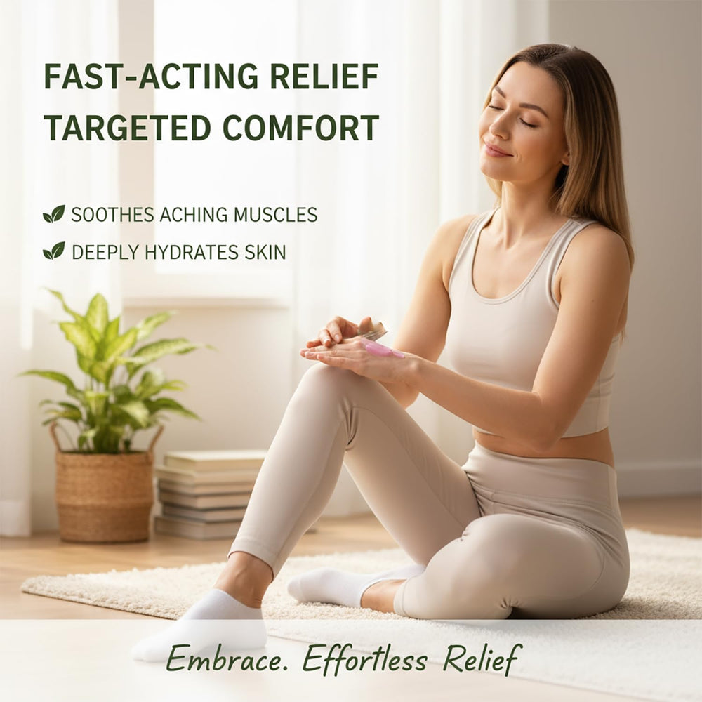SENSIO MIRACLE Balm legs application demonstrates soothing leg care.
