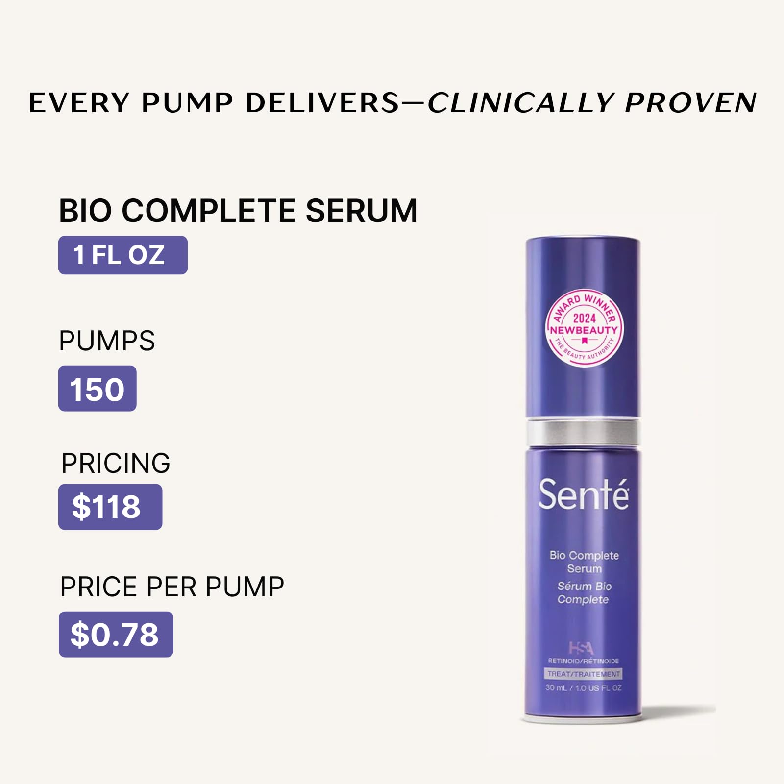 Sente Bio Complete Serum even-tone focus shows improved radiance potential.