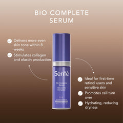 Sente Bio Complete Serum texture swirl highlights silky hydration without irritation.