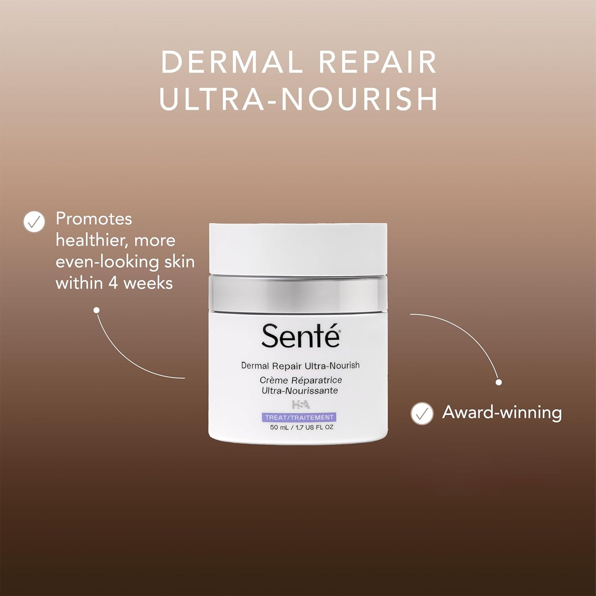 Senté Dermal Repair Ultra-Nourish cream texture shown for soothing nourishment