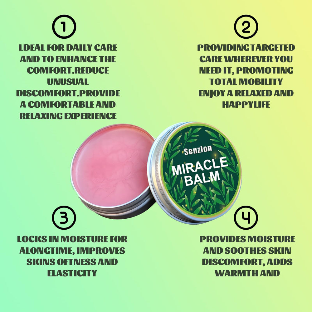 Senzion Miracle Balm absorption close-up shows quick absorption into skin
