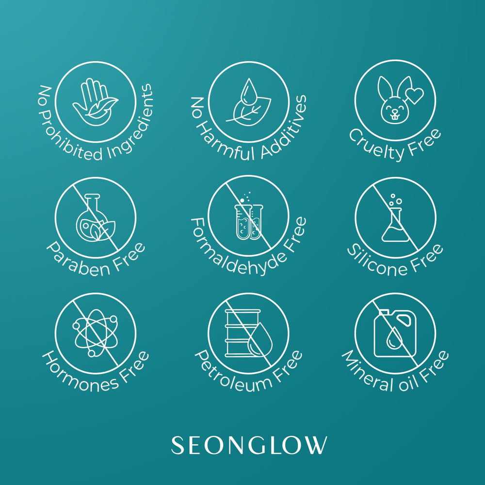 SEONGLOW serum glow on skin suggesting radiant complexion potential.