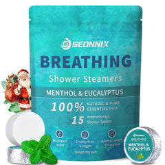 SEONNIX Shower Steamers Menthol Eucalyptus pack ready for a spa-like aroma.