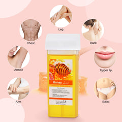 Seopri honey wax roller applying on leg for smooth coverage
