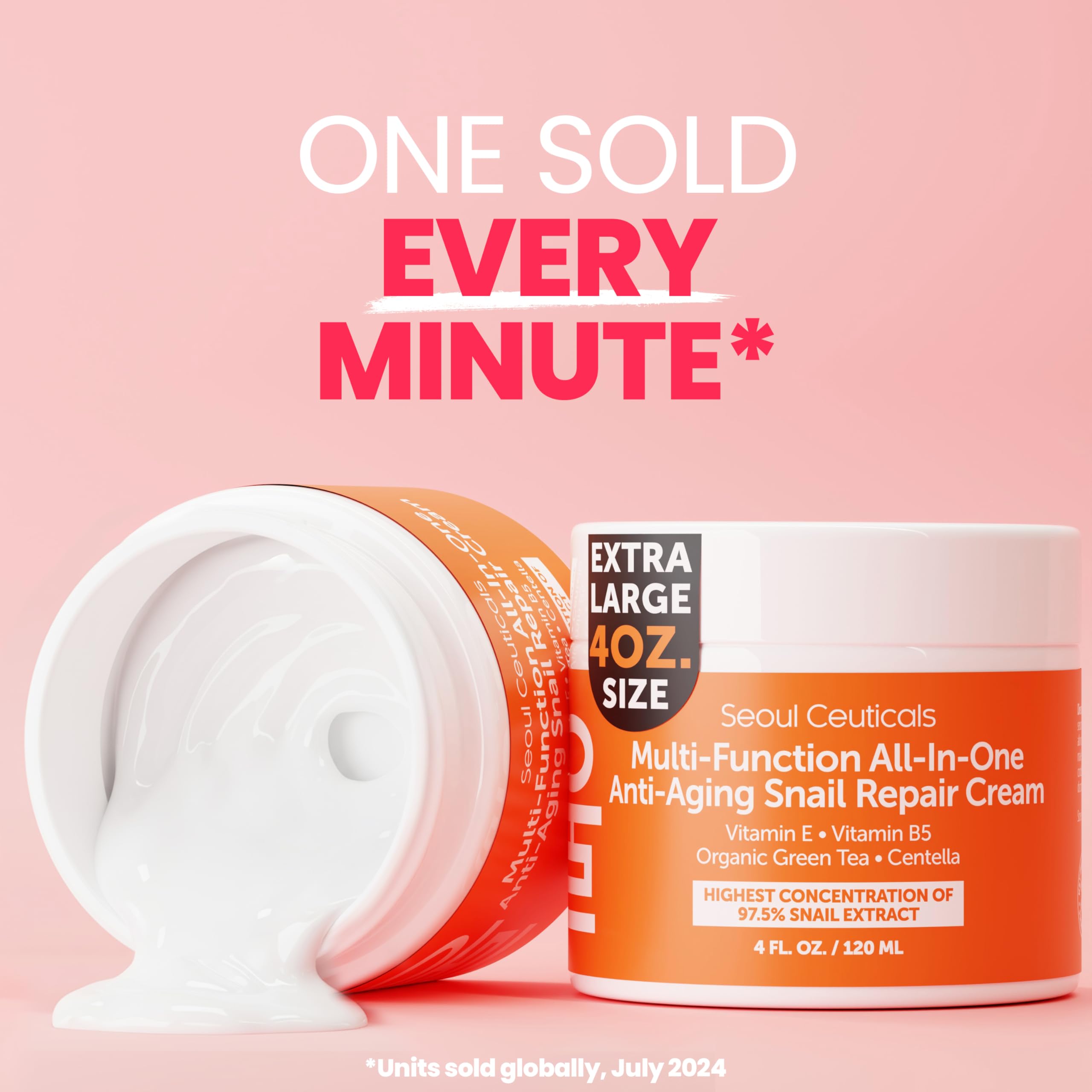 SeoulCeuticals 4oz jar on bathroom shelf signals travel-friendly daily moisturizer.