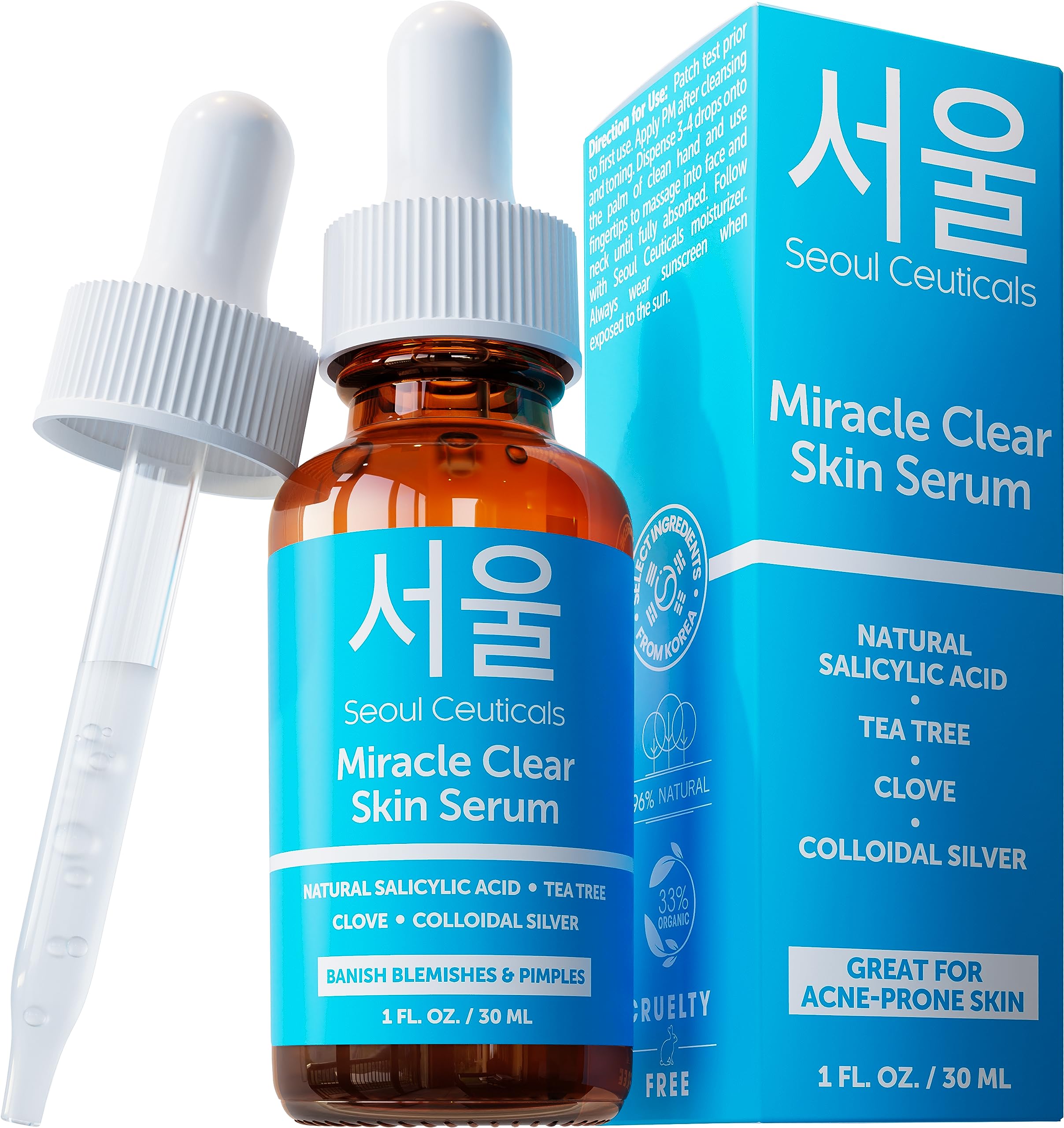 SeoulCeuticals acne serum bottle for daily use in your routine