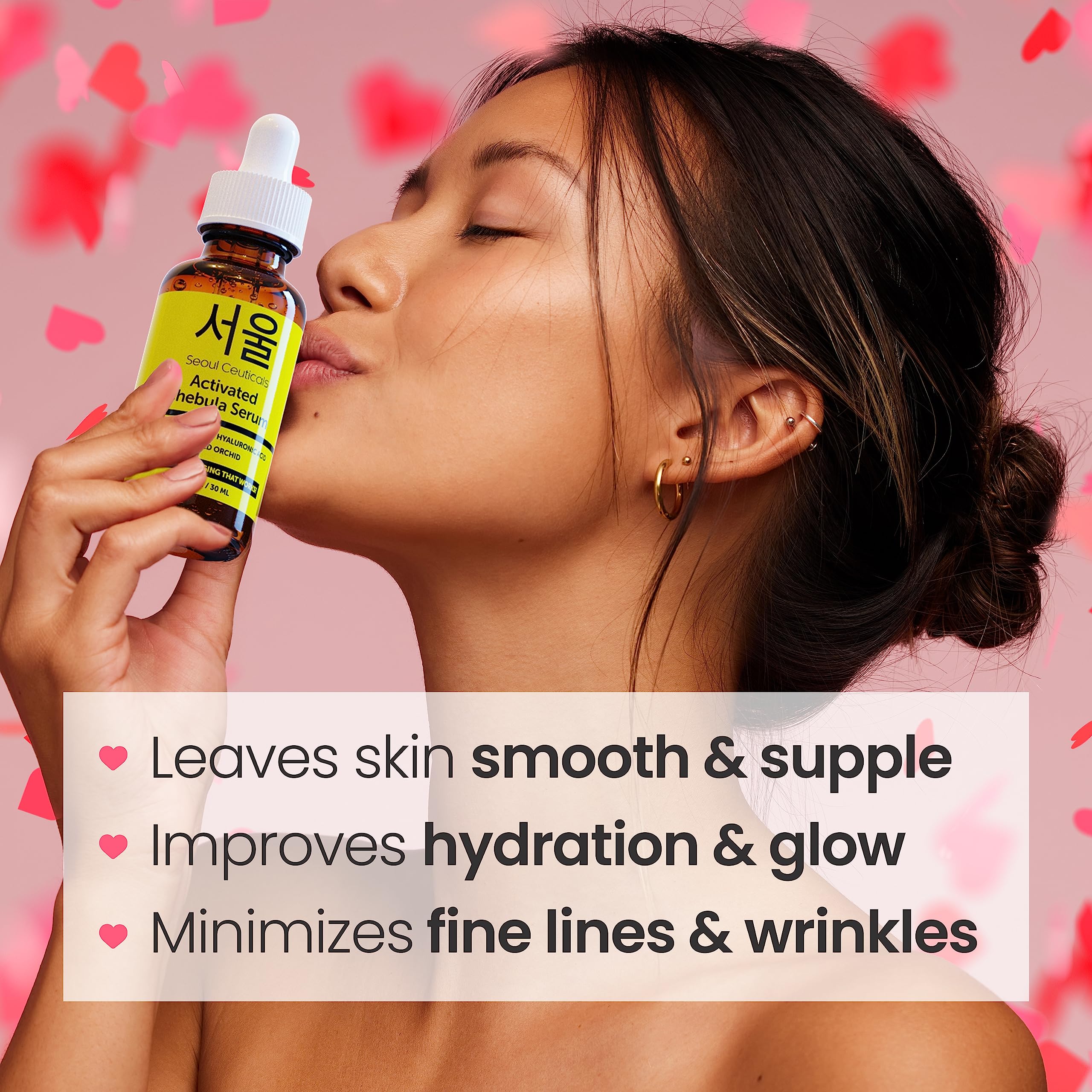 SeoulCeuticals Chebula Active Serum bottle and pouch, reflecting premium Korean skincare routine.