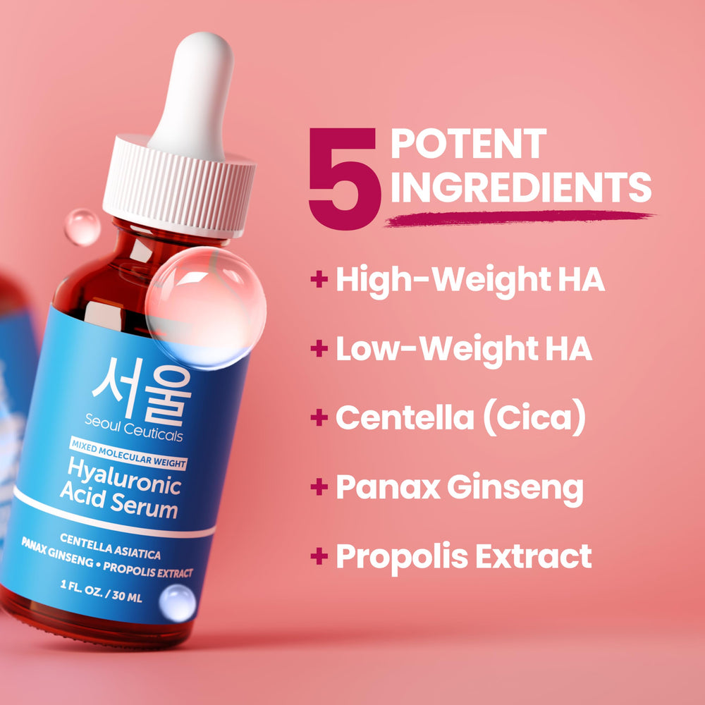 SeoulCeuticals HA serum with centella and propolis highlights soothing and antioxidant support