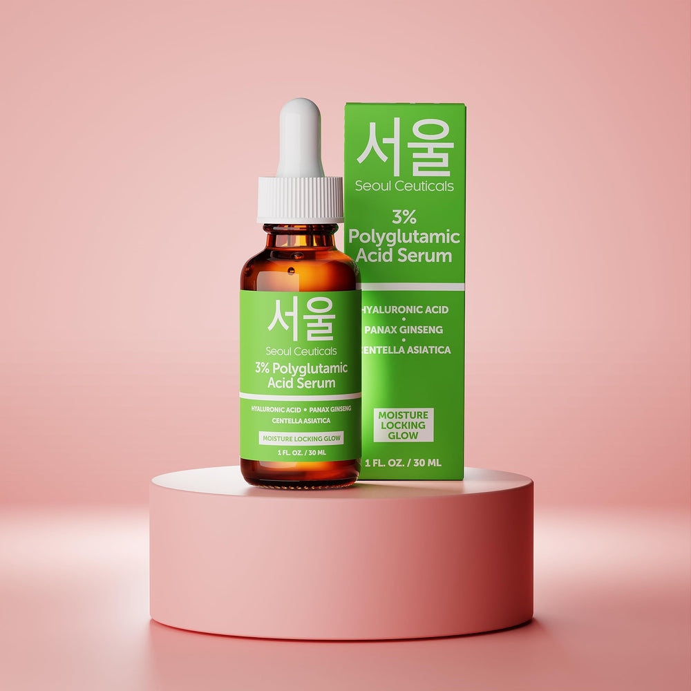 SeoulCeuticals Polyglutamic Acid Serum texture swatch shows lightweight moisture