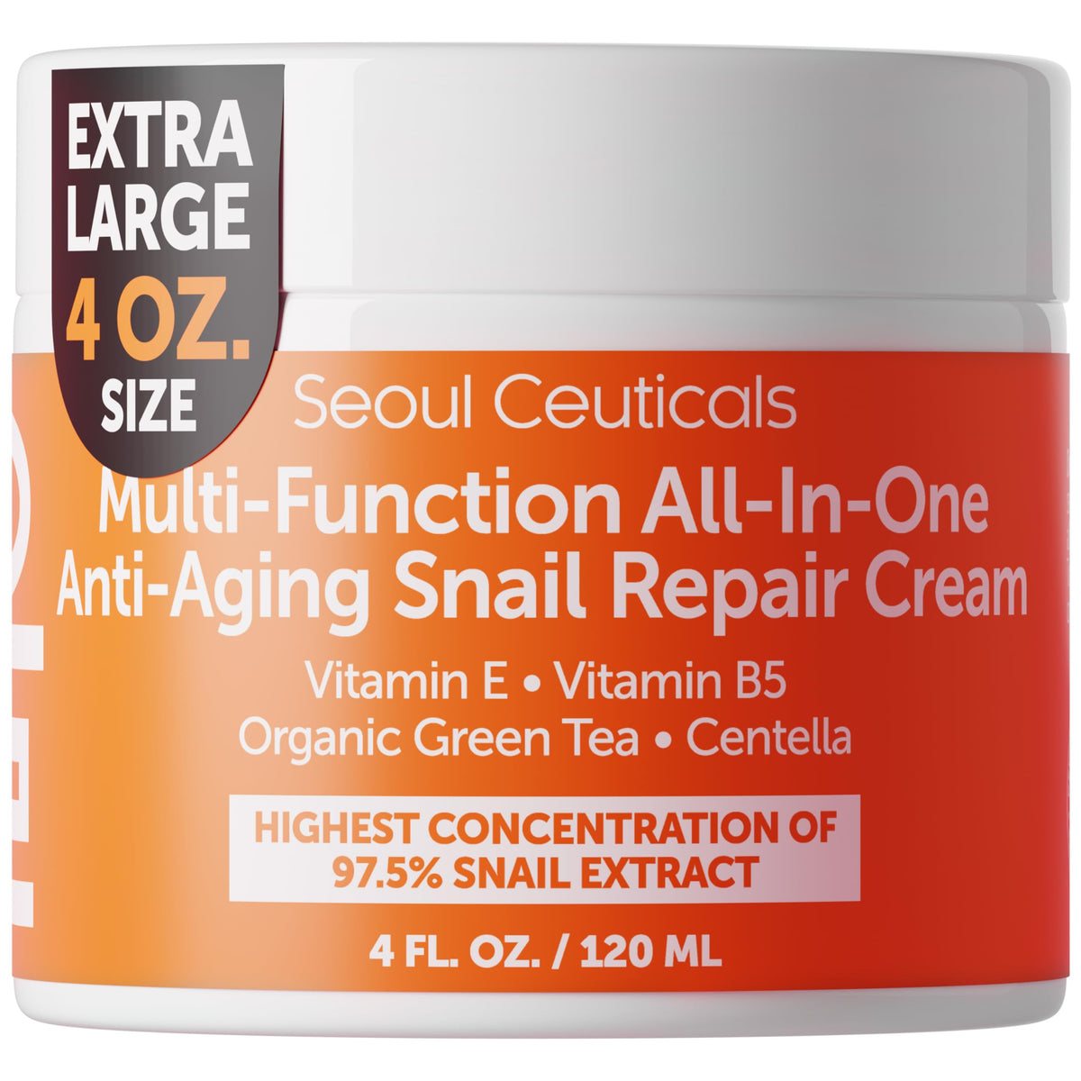 SeoulCeuticals snail mucin cream jar closeup for hydrating, radiant skin.